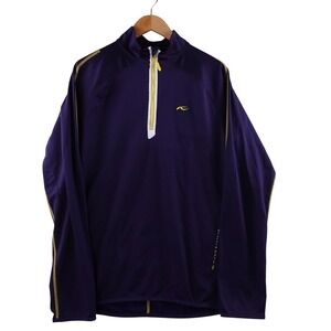 KJUS Women's Dark Blue Golf Performance Stretch 1/4 Zip Long‎ Sleeve Top2XL